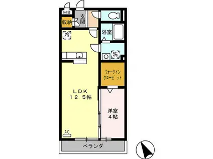ウエストヴィラ一ジュ 華浦(1LDK/3階)の間取り写真