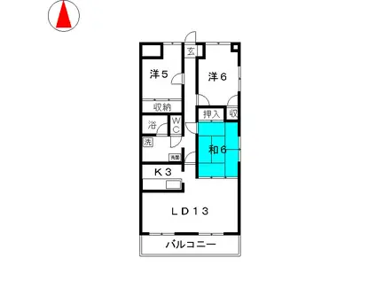ルネス常盤平(3LDK/5階)の間取り写真