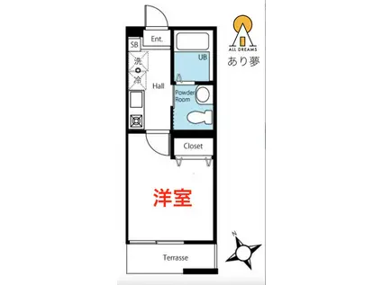 ハーミットクラブハウス横浜白楽(1K/1階)の間取り写真