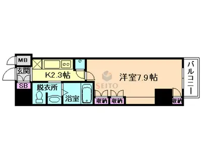 レジュールアッシュPREMIUM TWINーI(1K/14階)の間取り写真