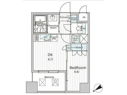 ビエラコート日本橋久松町(1DK/3階)の間取り写真