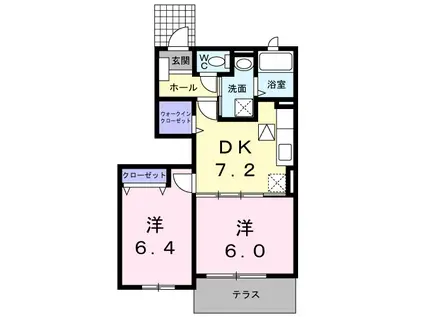 モニックファミューB(2DK/1階)の間取り写真