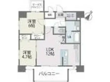 MODERN PALAZZO 博多デュオグランデイースト(2LDK/9階)の間取り写真