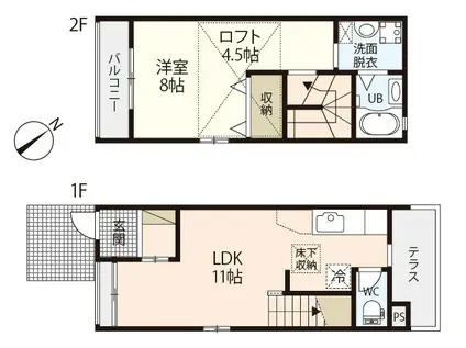 グラノーヴァ宮内串戸(1LDK/1階)の間取り写真