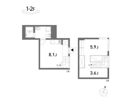 COLLAGE HOUSE(1LDK/1階)の間取り写真
