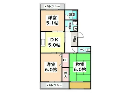 シャトルことぶき(3DK/2階)の間取り写真