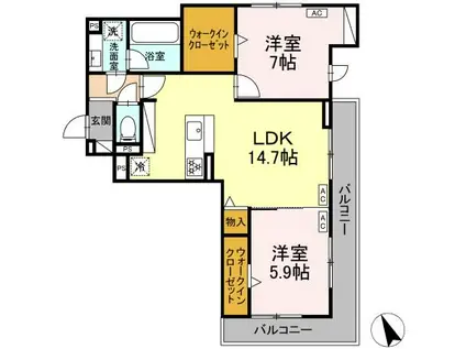 リエート(2LDK/3階)の間取り写真