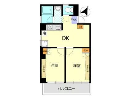 横濱レジデンス(2DK/1階)の間取り写真