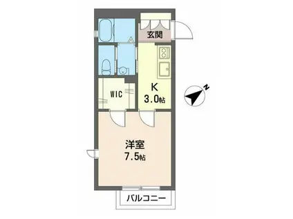 ルミエール(1K/1階)の間取り写真