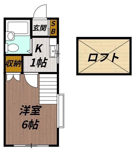 アップルシティー郡本(1K/2階)の間取り写真