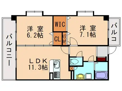 エスペランサ(2LDK/5階)の間取り写真