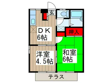 メゾンドール旭(2DK/1階)の間取り写真
