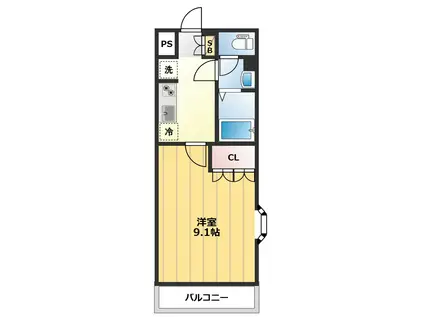 ウィステリア(1K/2階)の間取り写真