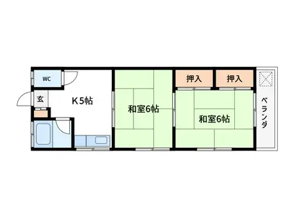 木村コーポ(2K/2階)の間取り写真