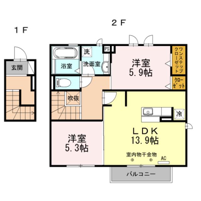 伊豆箱根鉄道駿豆線 田京駅 徒歩12分 2階建 築13年(2LDK/2階)の間取り写真