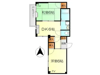 セントヒルズ和庄(2DK/5階)の間取り写真