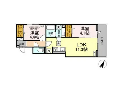 ディパイナ保土ヶ谷(2LDK/1階)の間取り写真