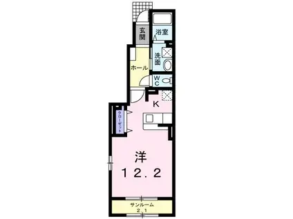 エレガンシアI(1K/1階)の間取り写真