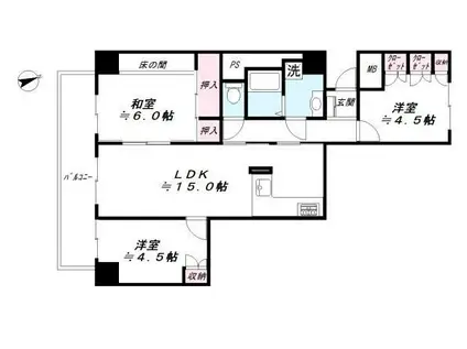 Jタワー西大井ウエストコート(3LDK/7階)の間取り写真