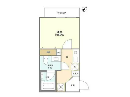 サンレイ市ヶ谷(1K/1階)の間取り写真