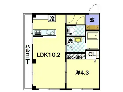 VISTA高尾(1LDK/4階)の間取り写真