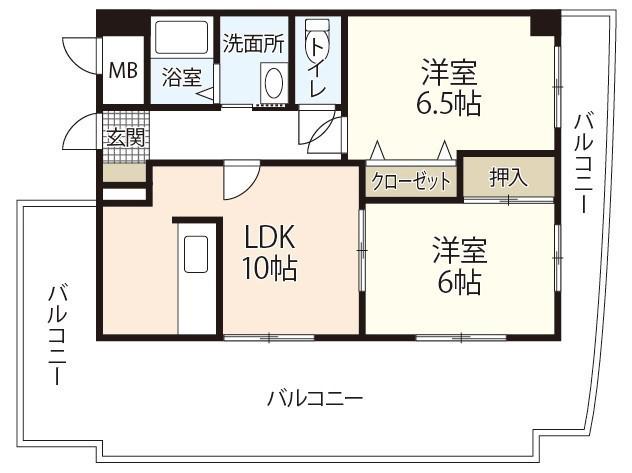 エラーヴル楽々園(2LDK/8階)の間取り写真