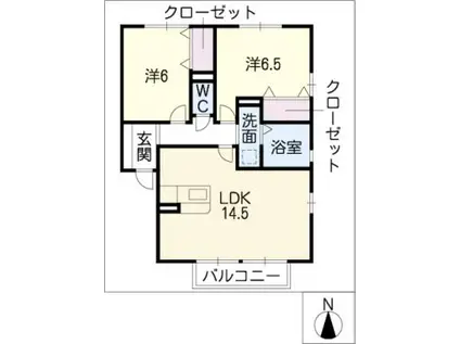 セゾントワール B(2LDK/1階)の間取り写真
