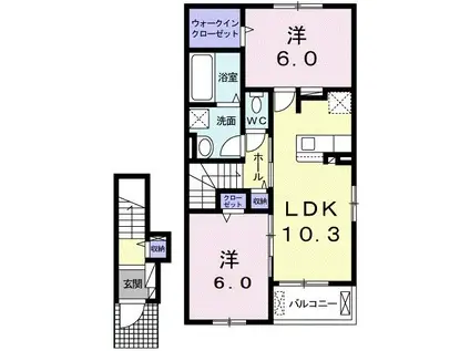 リッチフル シェードA(2LDK/2階)の間取り写真