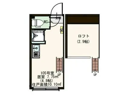メゾン上北(ワンルーム/1階)の間取り写真