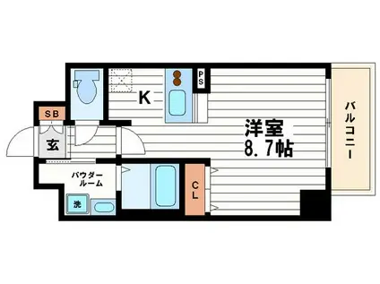 スワンズ心斎橋イースト(1K/7階)の間取り写真