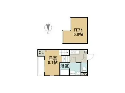 HEALING TERRACE(1K/2階)の間取り写真