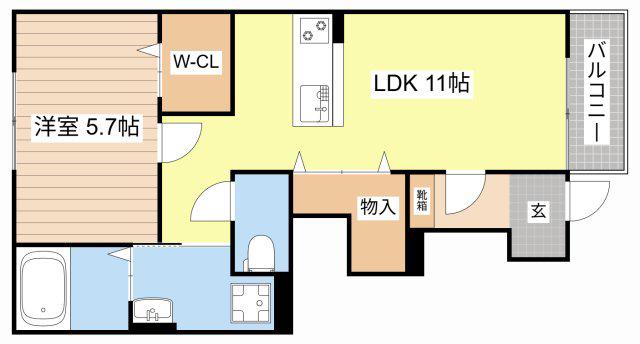 SUNNY HOME(1LDK/1階)の間取り写真