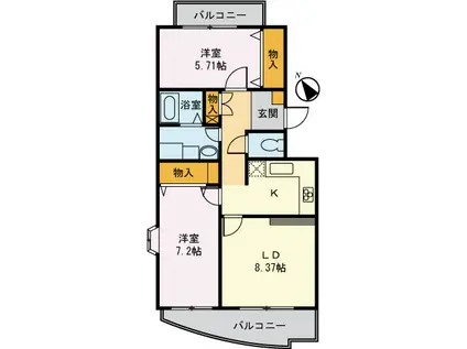 クレール祖師谷(2LDK/1階)の間取り写真