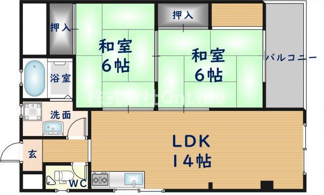 フェリーチェコート(2LDK/1階)の間取り写真