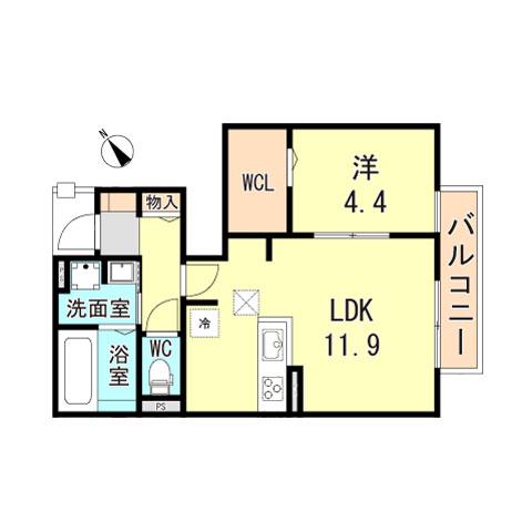 クローバー富士5号館(1LDK/1階)の間取り写真