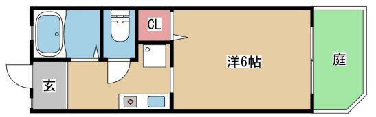 ルシェール房王寺(1K/1階)の間取り写真