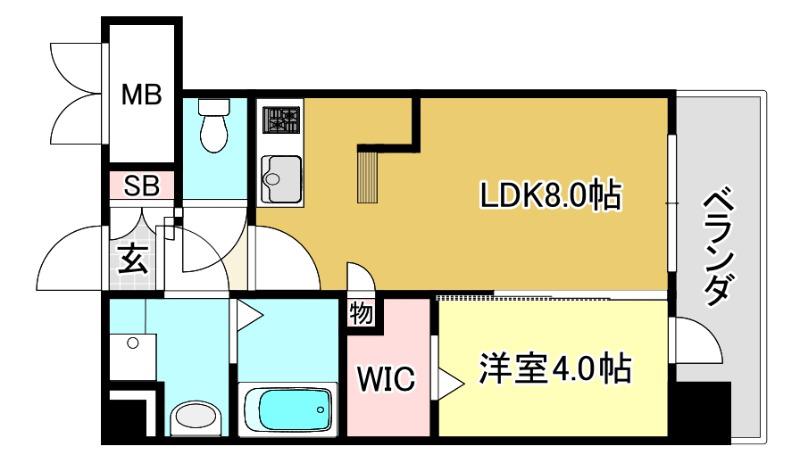 プランドール新北野(1LDK/2階)の間取り写真