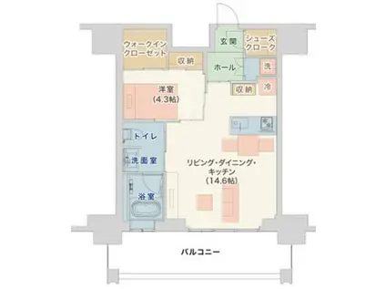 栄タワーヒルズ(1LDK/17階)の間取り写真