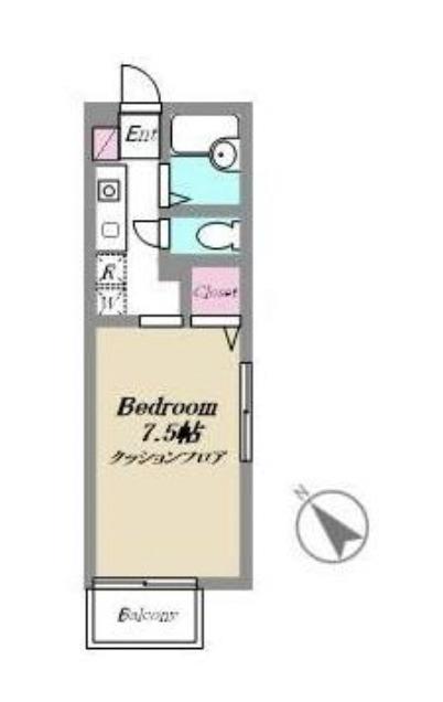 サンラインダイキュウB棟(1K/2階)の間取り写真