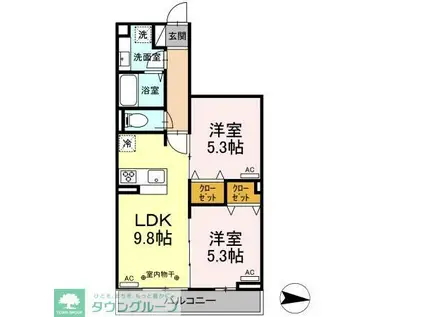 ヴィルソレイユ西荻I・II II(2LDK/3階)の間取り写真