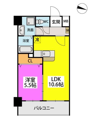 F・STAGE折尾(1LDK/8階)の間取り写真