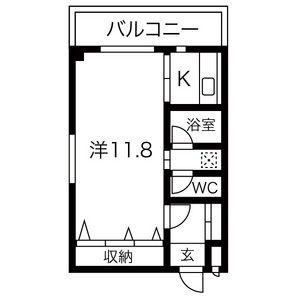 パビヨンよもぎ台(1K/2階)の間取り写真