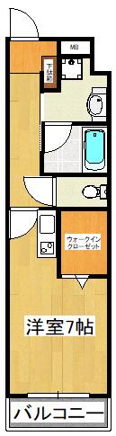 S-FORT船橋海神イースト(ワンルーム/4階)の間取り写真