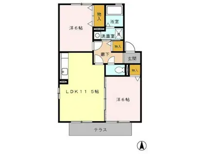 レェーヴ江向(2LDK/1階)の間取り写真