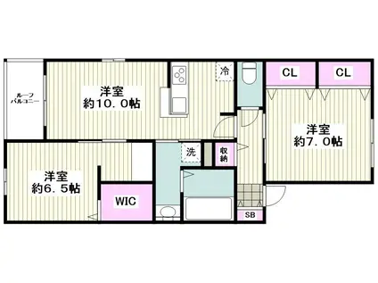 ションデロチェス追浜(2LDK/3階)の間取り写真
