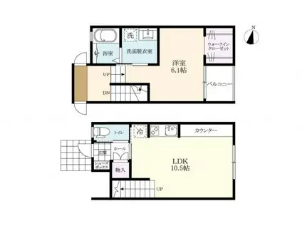 ラ・メール本庄(1LDK/1階)の間取り写真