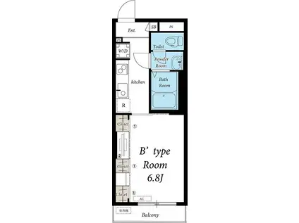 リブリ・アピアス東川口(1K/3階)の間取り写真
