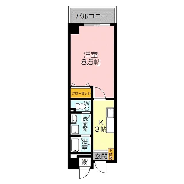 三記マンション杏(1K/2階)の間取り写真