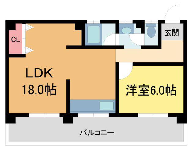 親和マンション(1LDK/3階)の間取り写真