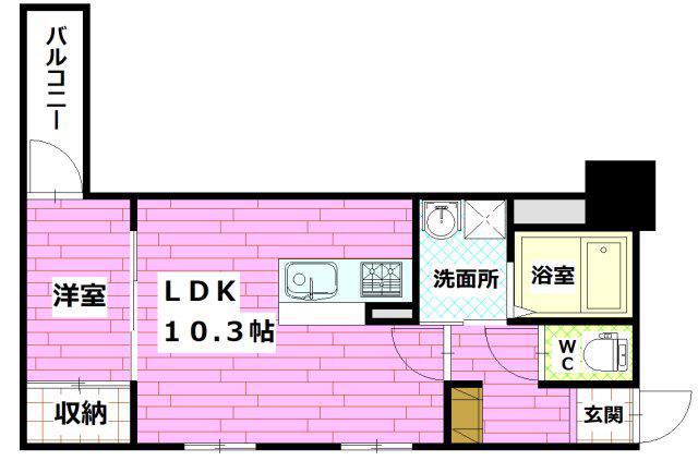 セブンプロート府中町本町(1LDK/1階)の間取り写真